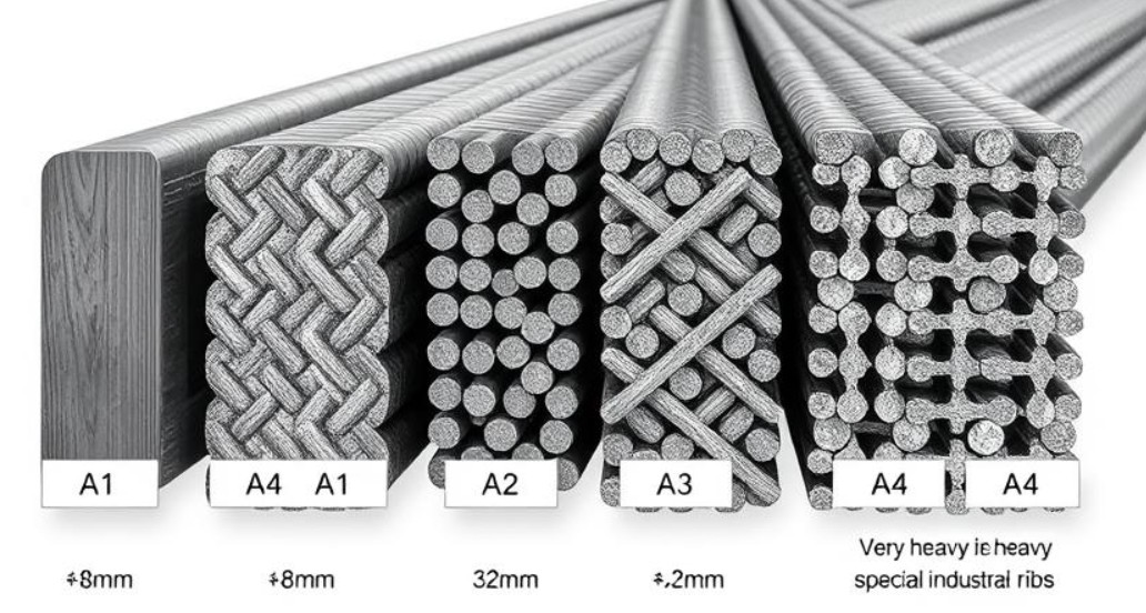 تفاوت شکل ظاهری انواع میلگرد A3 ،A2 ،A1 و A4 